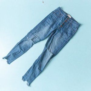 Madewell 10" High Rise Distressed Busted Knee Raw Notched Hem Jeans Sz 28